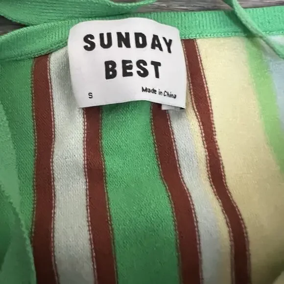 Sunday Best Aritzia Jett Stripe Halter Mini Dress S Retro Bodycon Rave Festival - Picture 5 of 10